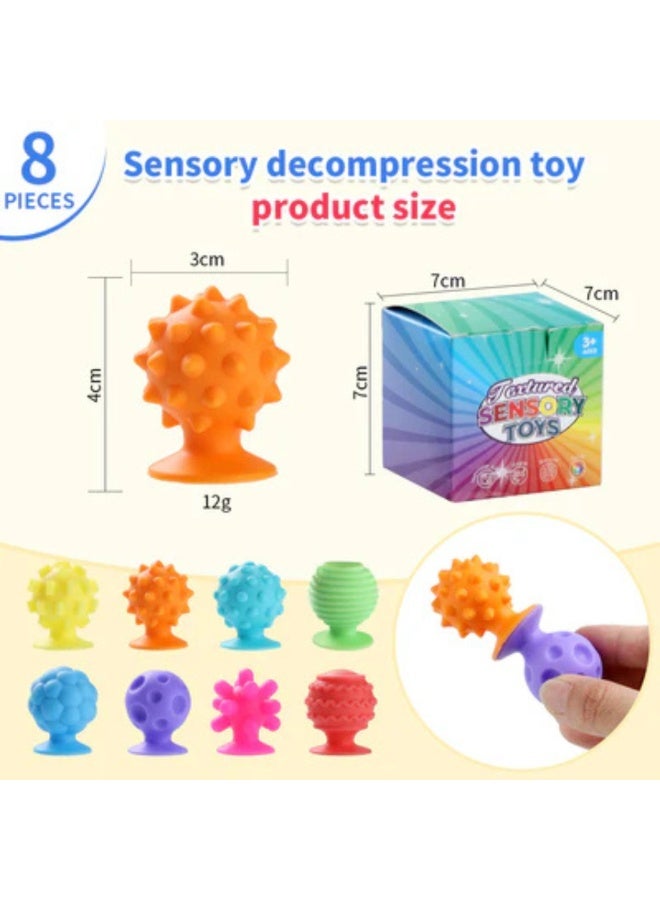 SnuzzleMart Sensory Silicone Suction Fidget Toy Set – 8 Pieces - Image 2